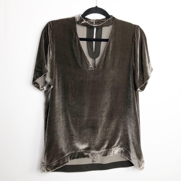 MADEWELL gray metallic velvet choker blouse - Picture 9 of 11